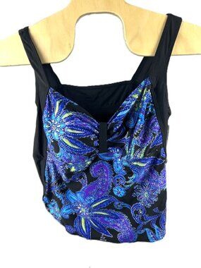 Longitude Women’s by Catherines Tankini Size 28W Built In Bra Paisley